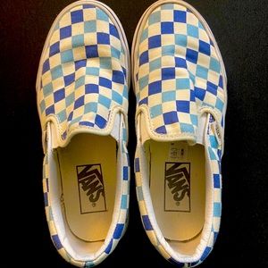 Blue Topaz Checkerboard Slip Ons